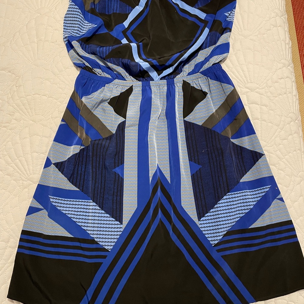 Express Geometric Blue and Black Dress